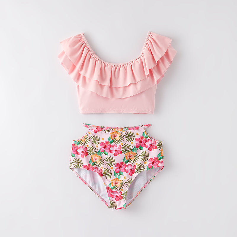 （In Stock）Adults Summer Pink Floral Print Swimsuit