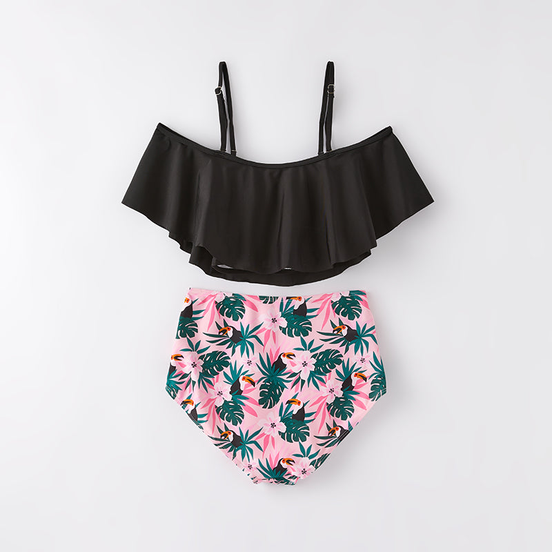 （In Stock）Adults Summer Monstera Deliciosa Print Swimsuit