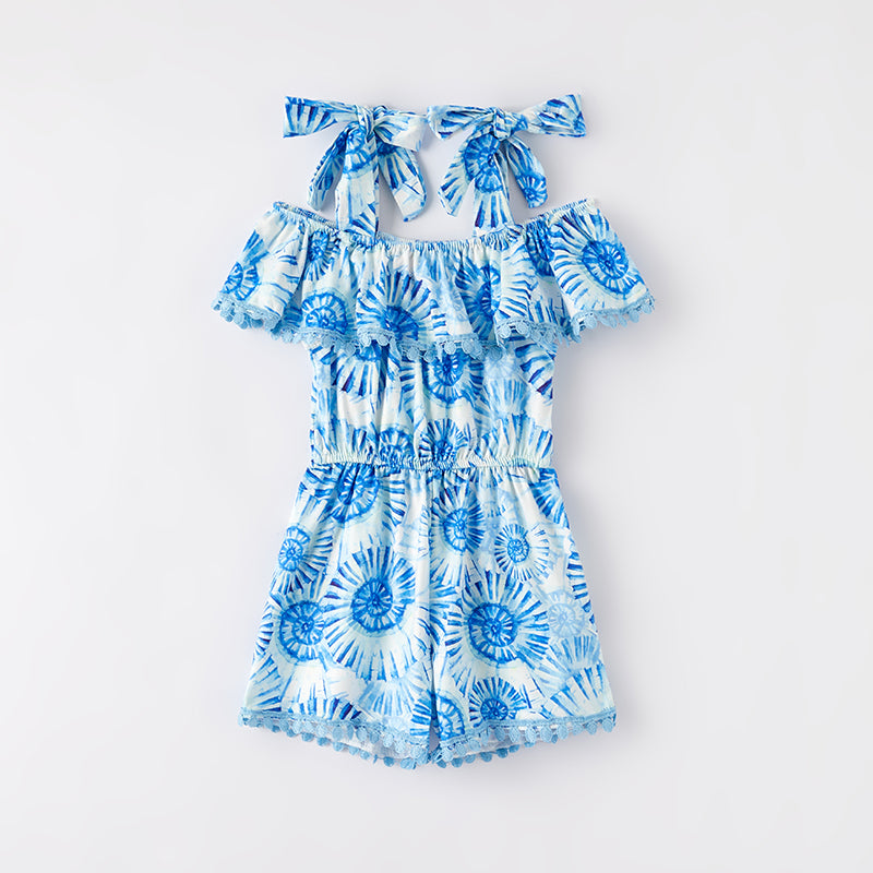 （In Stock）Girls Spring and Summer Sea Snail Print Jumpsuit