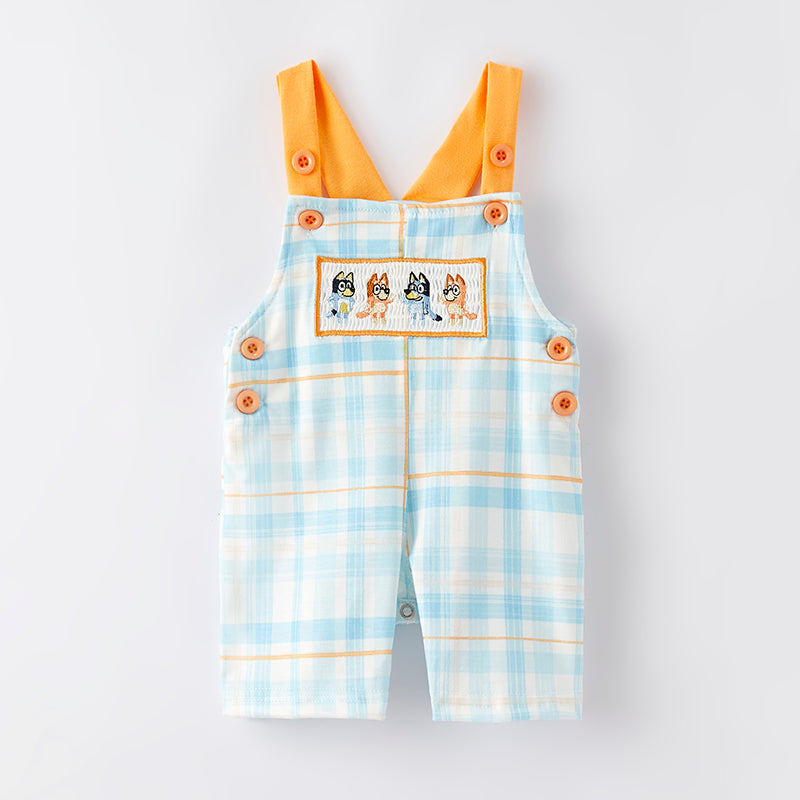 （In Stock）Toddler Boys Spring and Summer Cartoon Embroidery Smocked Romper