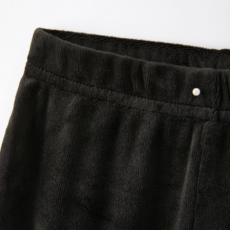 （In Stock Q6-2-1）Girls Fall Black Velvet Bell Bottom Pants