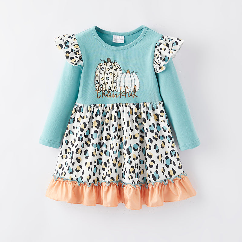 （In Stock Q6-1-2）Girls Thanksgiving Print Dress