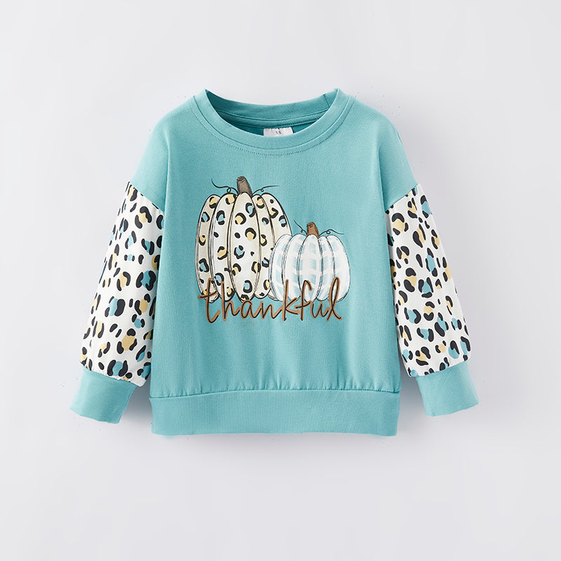 （In Stock L32-4-3）Girls Thanksgiving Print Top