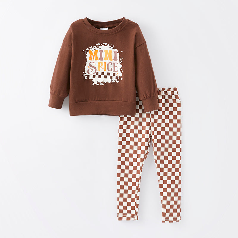 （In Stock G25-1-2）Girls Thanksgiving MINI SPICE Print Outfit Set