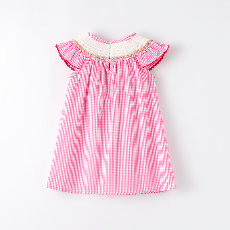 （In Stock）Girls Spring and Summer Crocodile Embroidery Smocked Dress