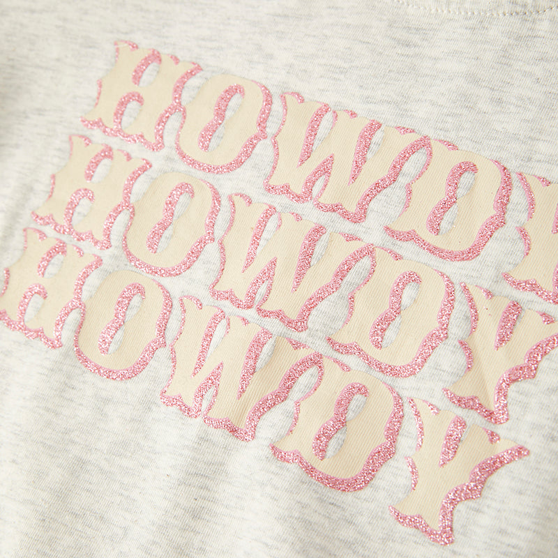 （In Stock E28-4-1）Girls Fall HOWDY Print Cotton Top