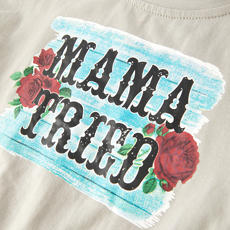 （In Stock E28-4-2）Girls Fall MAMA TRIED Print Cotton Top