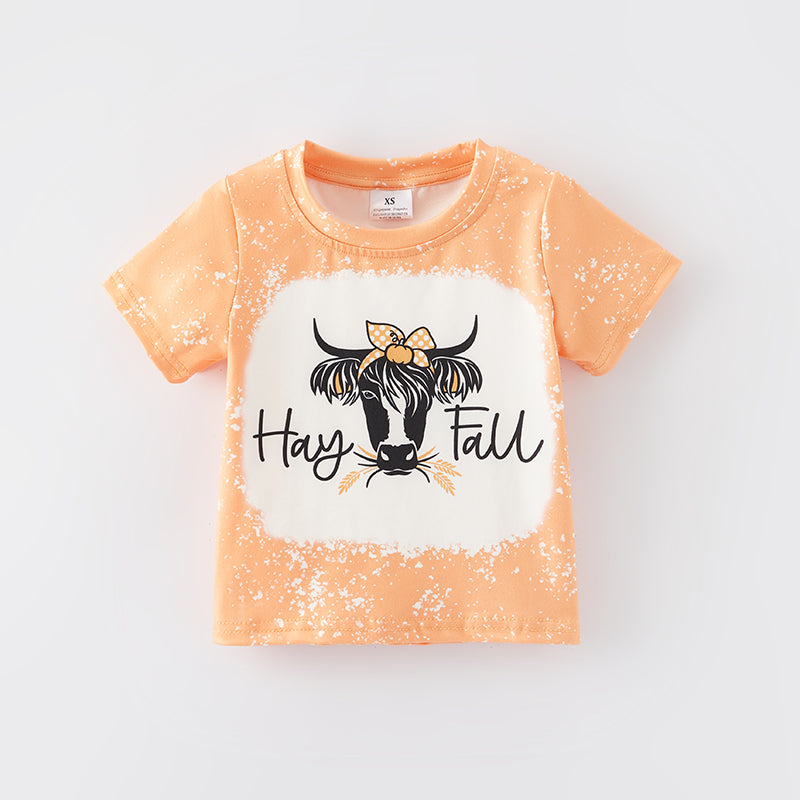 （In Stock E27-2-3）Girls Hay Fall Print Top