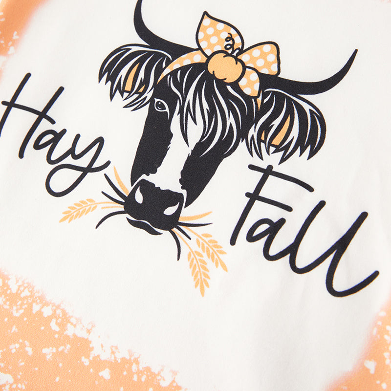 （In Stock E27-2-3）Girls Hay Fall Print Top