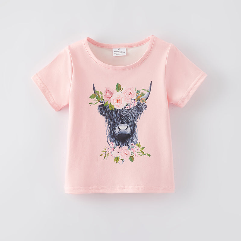 （In Stock E27-4-3）Girls Fall OX Print Top