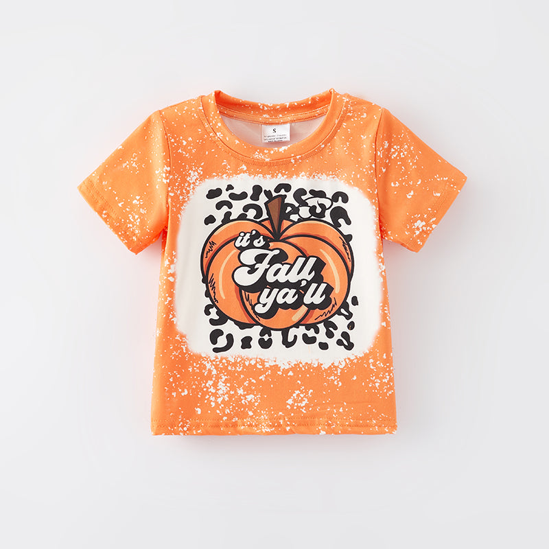 （In Stock E27-3-2）Girls Fall Pumpkin Print Top