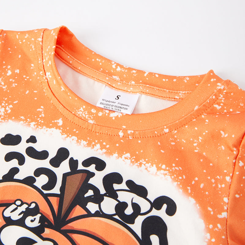 （In Stock E27-3-2）Girls Fall Pumpkin Print Top