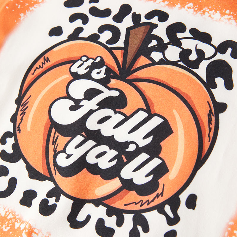 （In Stock E27-3-2）Girls Fall Pumpkin Print Top