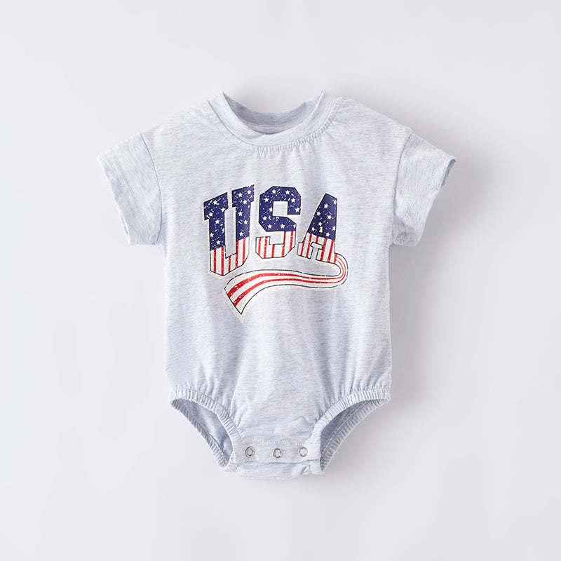 （In Stock）Toddler Girls Patriotic Print Romper