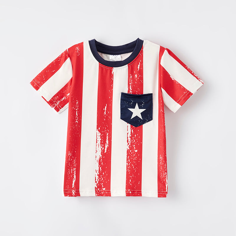 （In Stock）Boys Patriotic Print Top