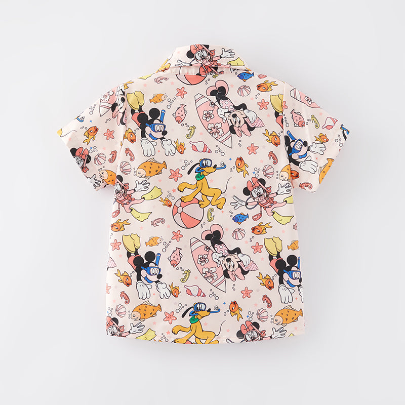 （In Stock E28-3-3）Boys Fall Cute Cartoon Print Shirt