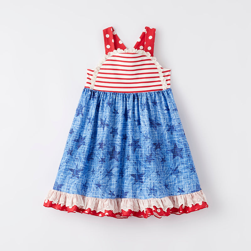 （In Stock）Girls Patriotic Print Slip Dress