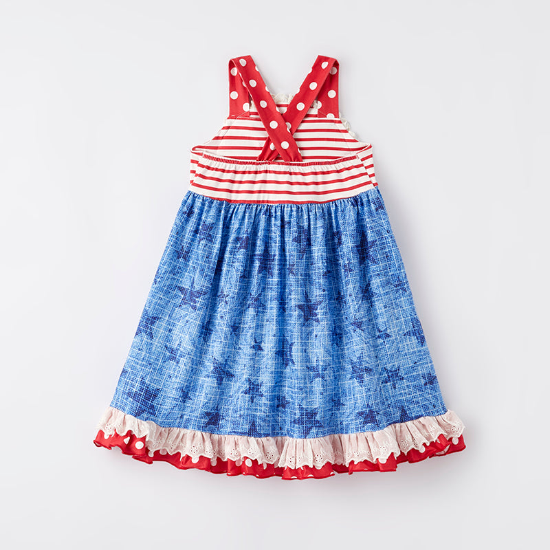 （In Stock）Girls Patriotic Print Slip Dress