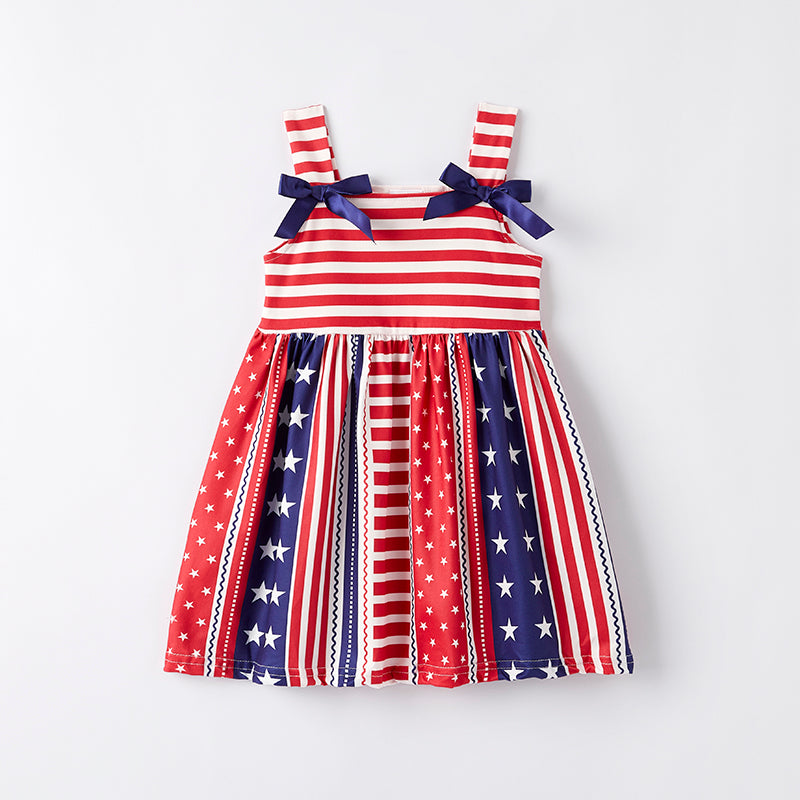 （In Stock）Girls Patriotic Print Slip Dress