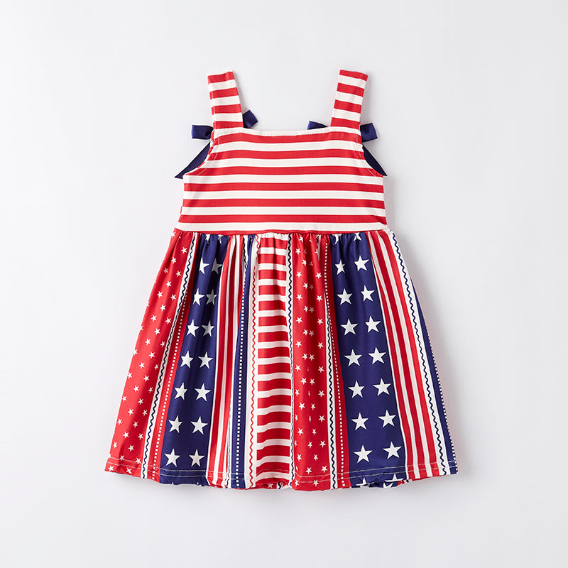 （In Stock）Girls Patriotic Print Slip Dress