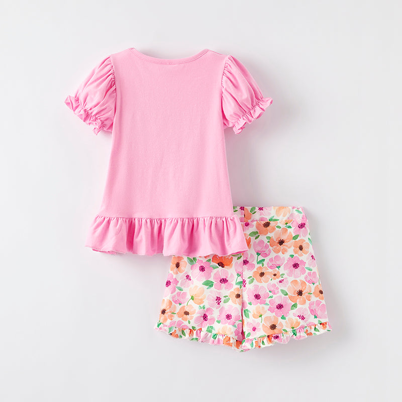 （In Stock）One Pack(6 Pieces total) Sale Girls Spring and Summer Just Pray Print Shorts Set