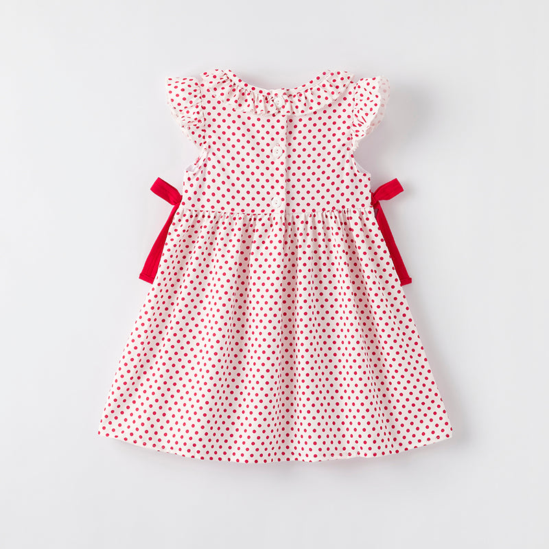 （In Stock）Girls Spring and Summer Strawberry Embroidery Smocked Dress