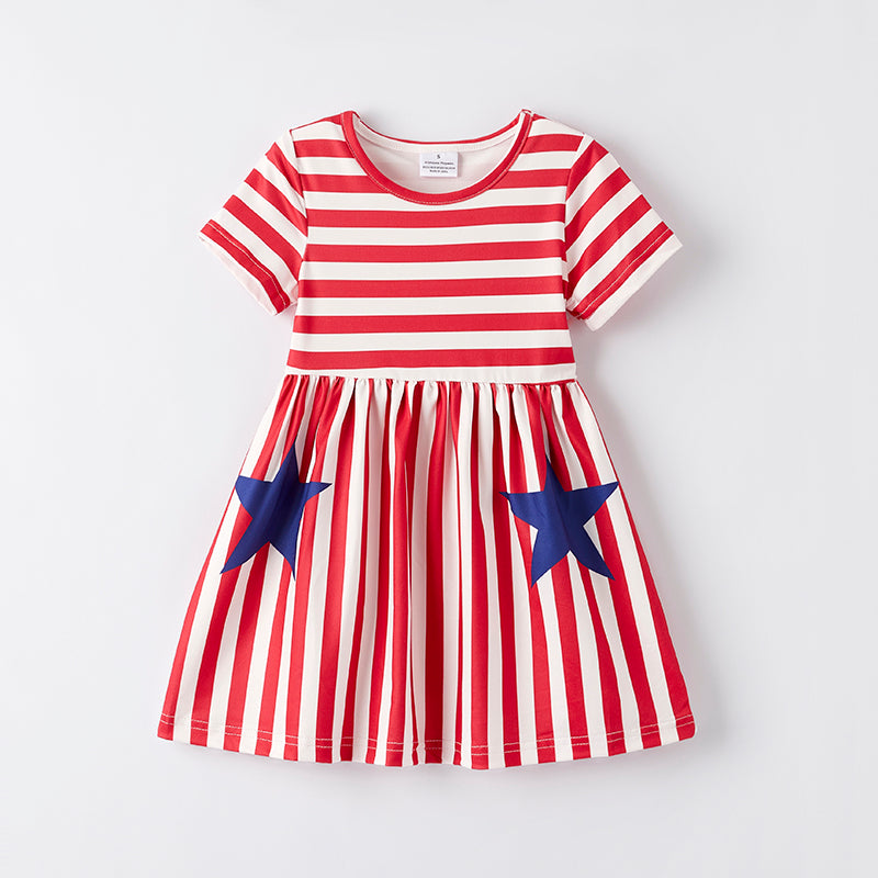 （In Stock）Girls Patriotic Print Dress