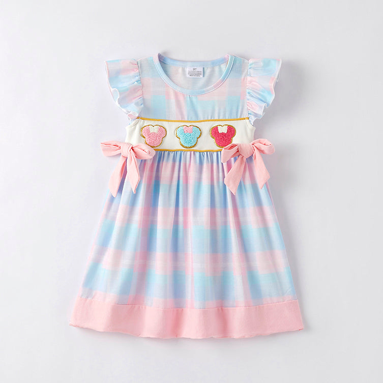 （In Stock）Girls Spring and Summer Cartoon Applique Dress