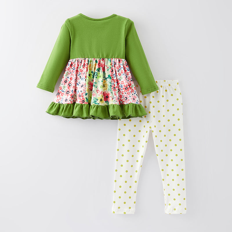 （In Stock Q11-2-2）One Pack(8 Pieces total) Sale Girls Floral Print Outfit Set