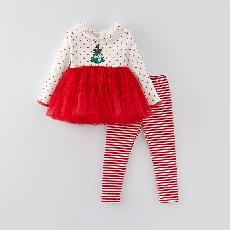 （In Stock E35-1-3）Girls Christmas Applique Outfit Set