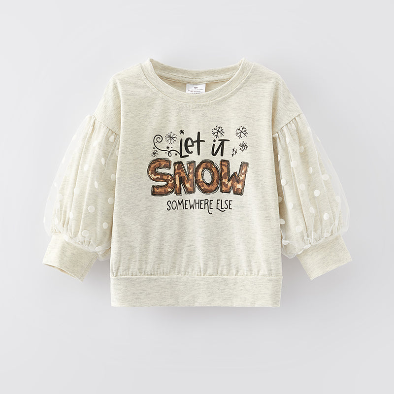 （In Stock L8-3-3）Girls Christmas Let It Snow Print Top