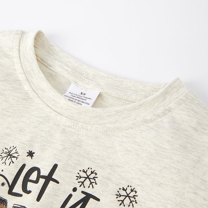 （In Stock L8-3-3）Girls Christmas Let It Snow Print Top