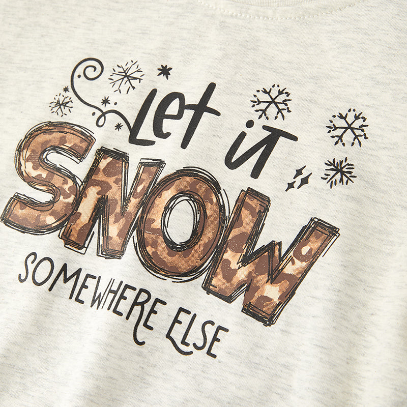 （In Stock L8-3-3）Girls Christmas Let It Snow Print Top