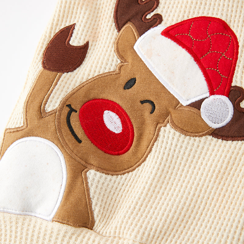 （In Stock G7-1-3）Boys Christmas Elk Applique Hoodie