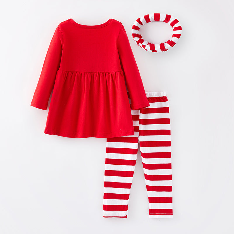 （In Stock G9-5-3）Girls Christmas Santa Applique Outfit Set