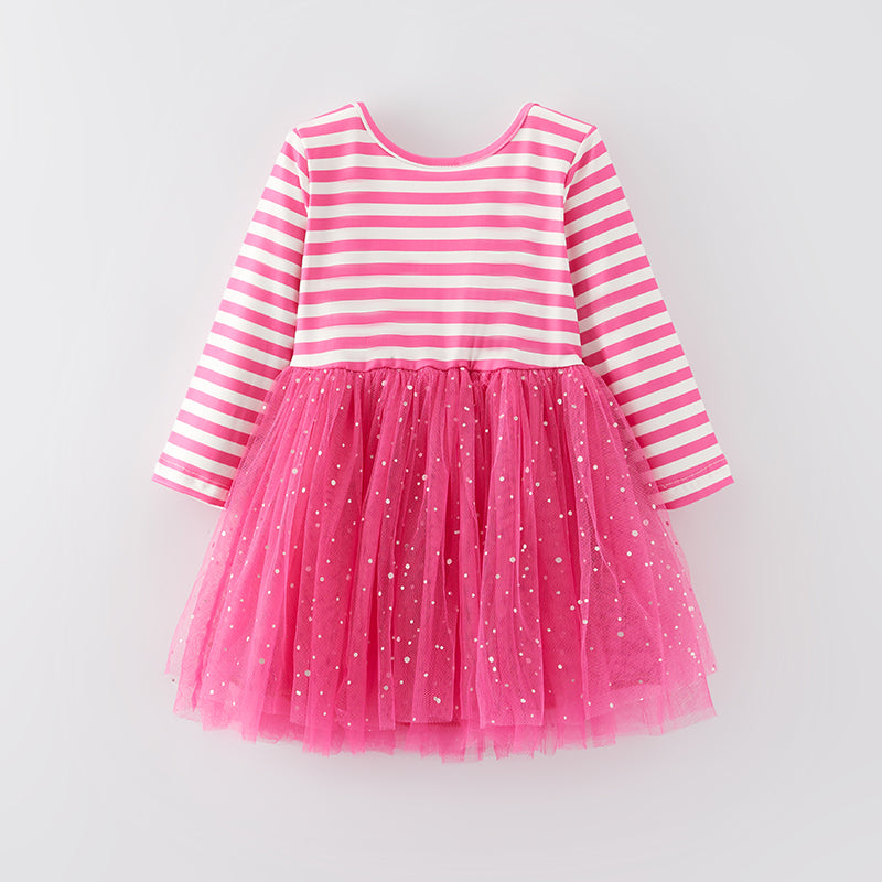 （In Stock E34-2-2）One Pack(9 Pieces total) Girls Christmas Applique Tulle Dress