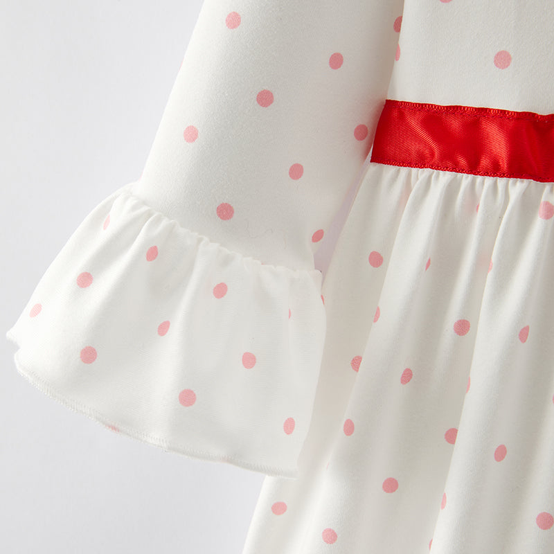 （In Stock E34-2-1）Girls Christmas Applique Milk Silk Dress