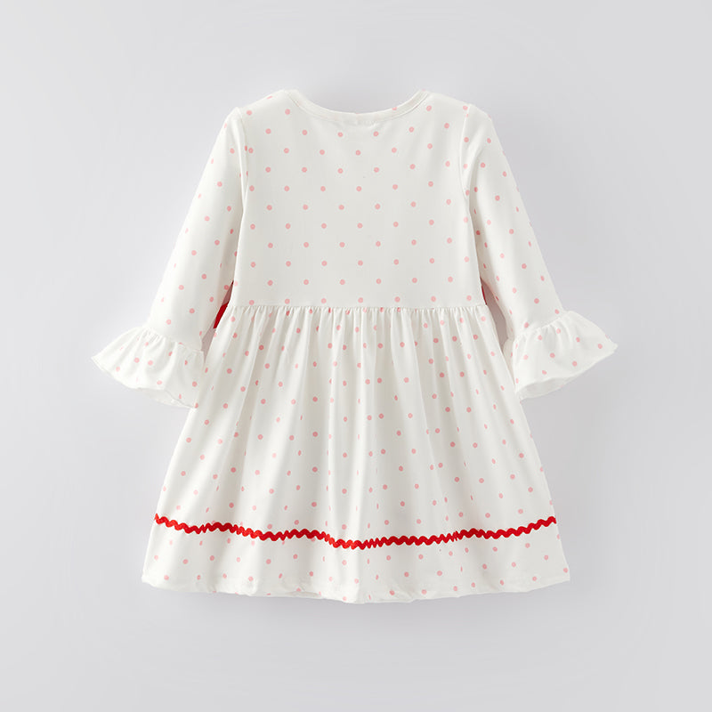 （In Stock E34-2-1）Girls Christmas Applique Milk Silk Dress