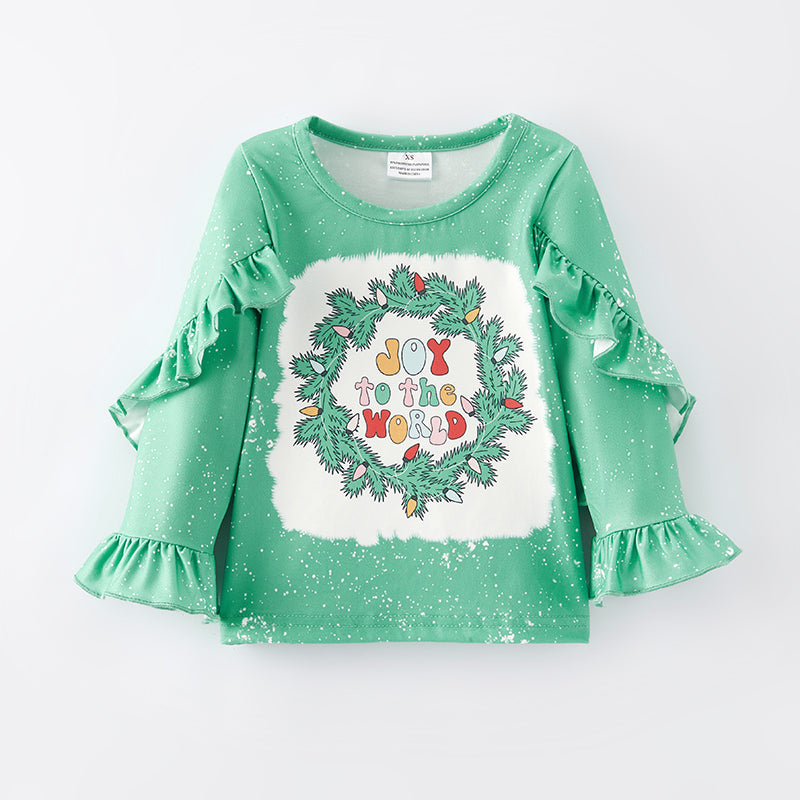 （In Stock E36-3-3）Girls Christmas Print Milk Silk Top