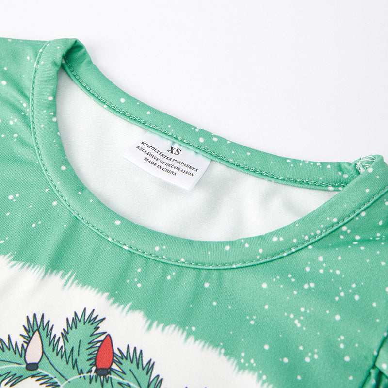 （In Stock E36-3-3）Girls Christmas Print Milk Silk Top