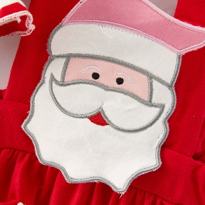 （In Stock E36-1-3）Baby Girls Christmas Santa Applique Romper