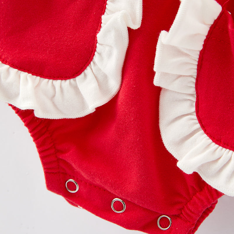 （In Stock E36-1-3）Baby Girls Christmas Santa Applique Romper