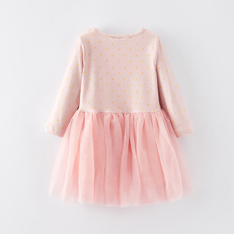 （In Stock L22-2-1）Girls Fall Kitty Print Tulle Dress