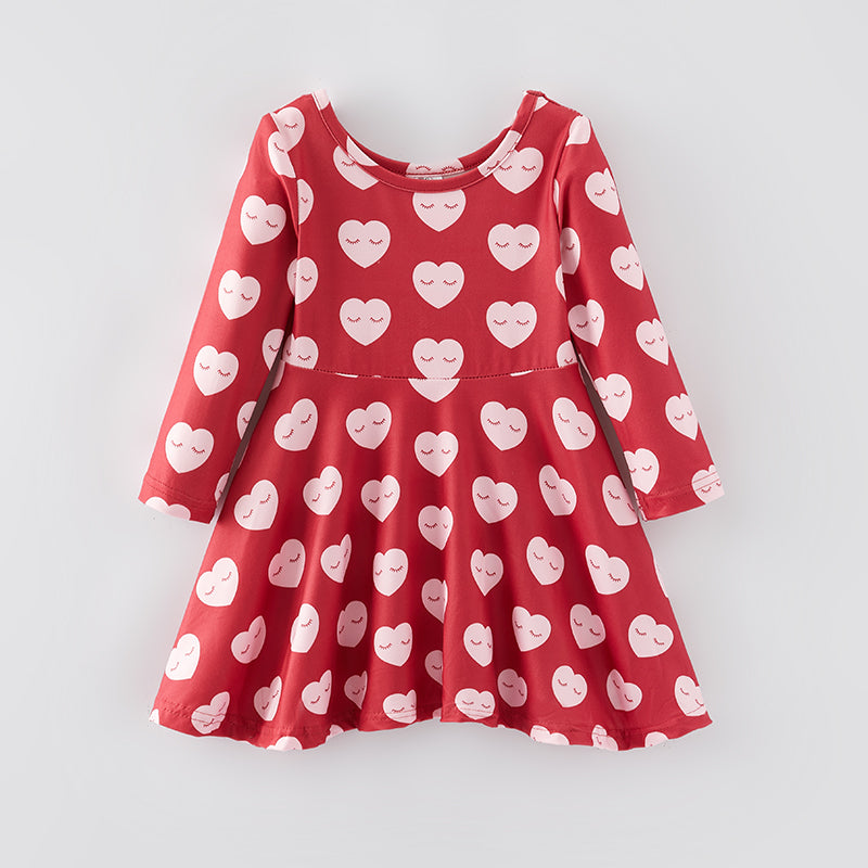 （In Stock G19-2-2）Girls Valentine's Day Print Dress