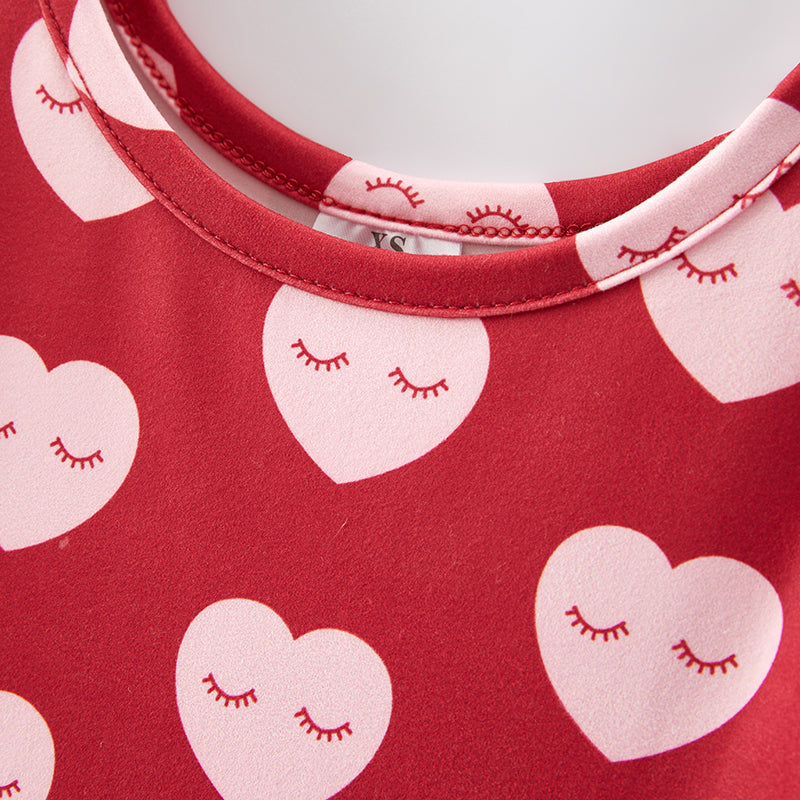 （In Stock G19-2-2）Girls Valentine's Day Print Dress