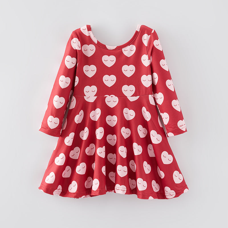 （In Stock G19-2-2）Girls Valentine's Day Print Dress