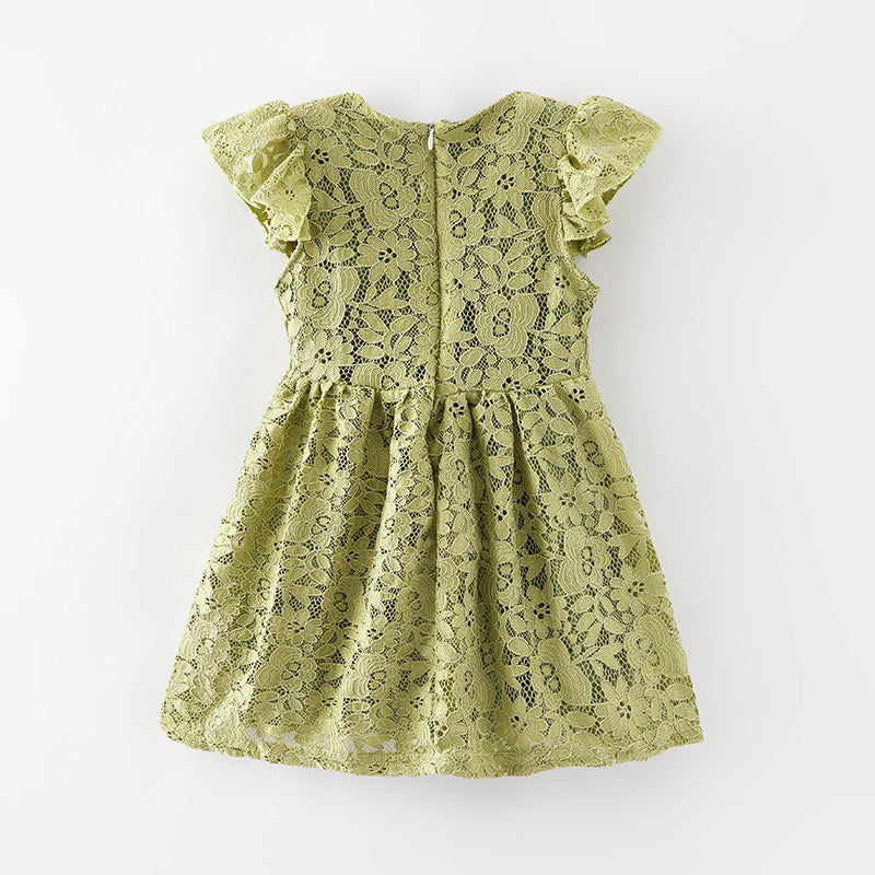 （In Stock G19-1-2）Girls Fall Floral Lace Dress