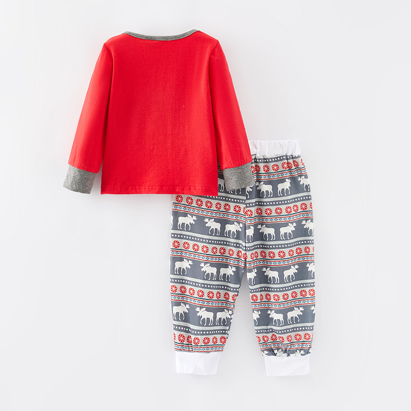 （In Stock L7-5-2）Girls Christmas Elk Print Pajamas