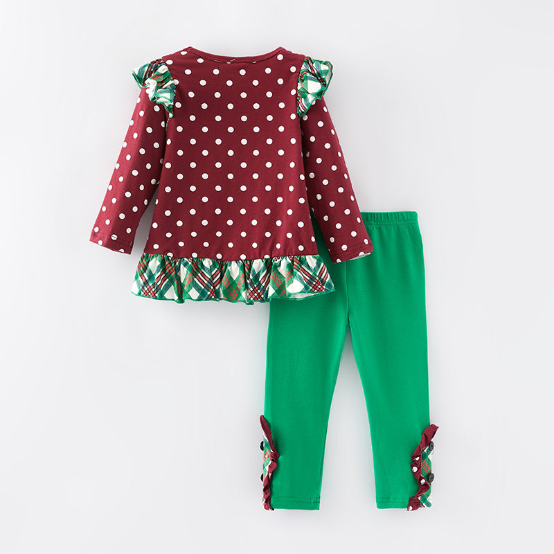 （In Stock L15-2-3）Girls Christmas Applique Outfit Set