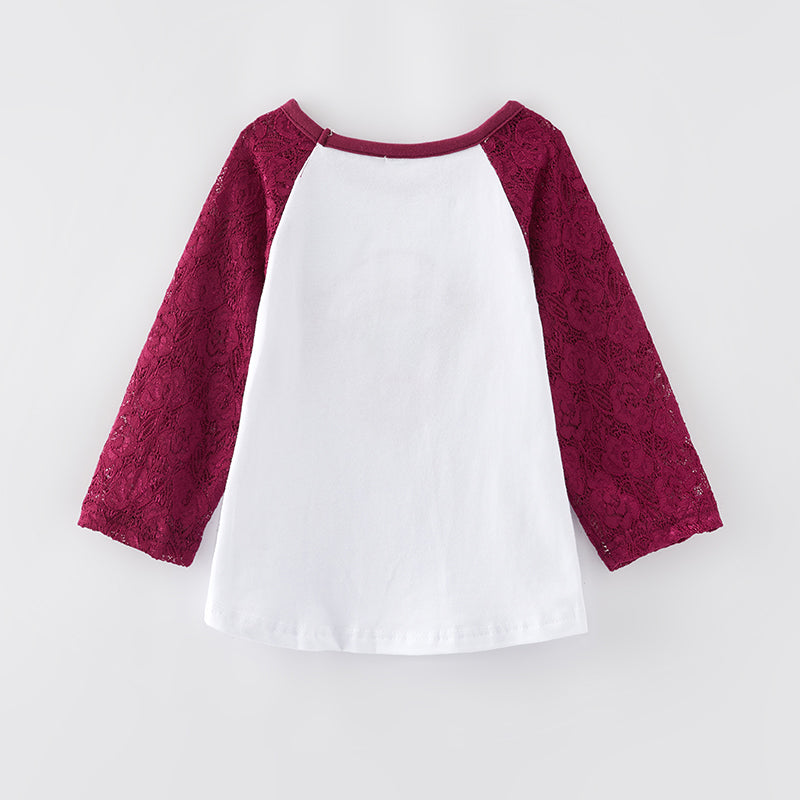 （In Stock L10-3-1）Girls Fall Cow Applique Top